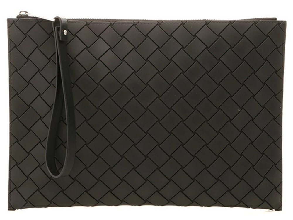 BOTTEGA VENETA Embossed Intrecciato Clutch Bag Black